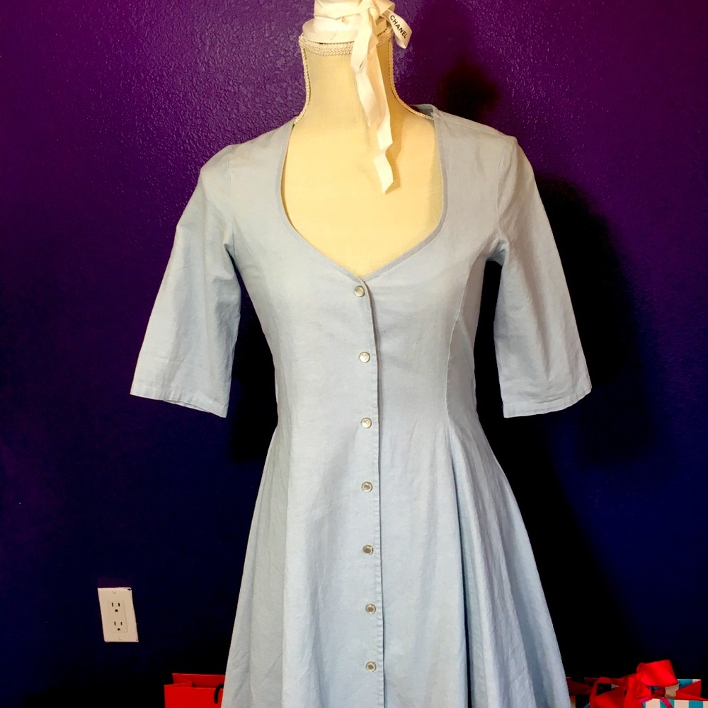 For love and lemons pastel blue linen type dress